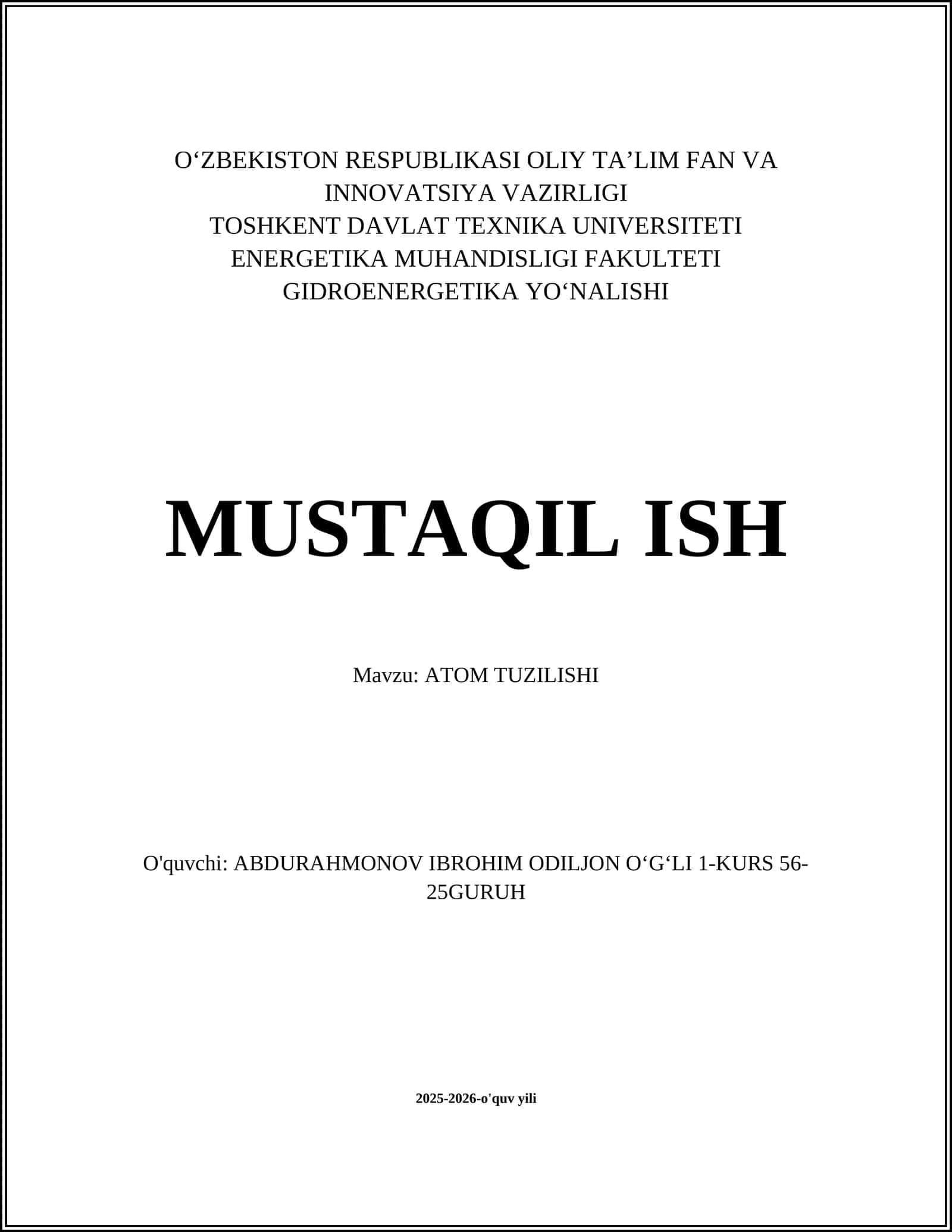 Atom tuzilishi 1