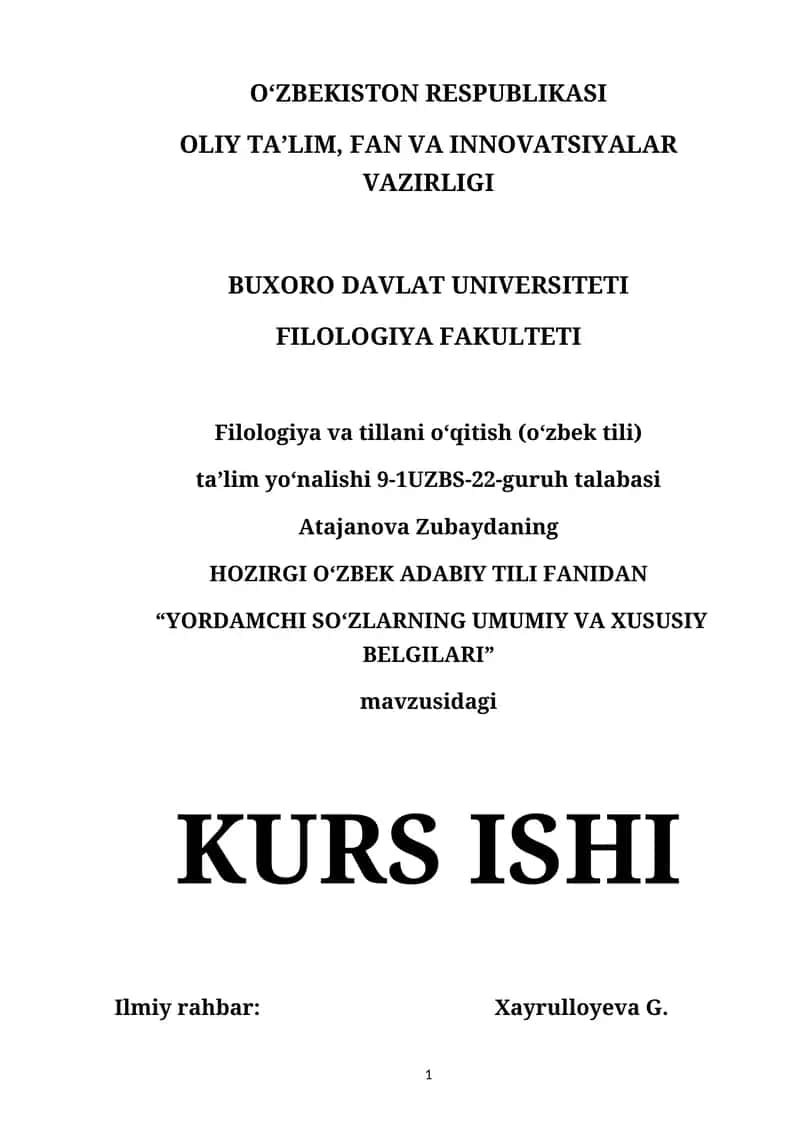 Yordamchi so‘zların umumiy va xususiy belgilari 1