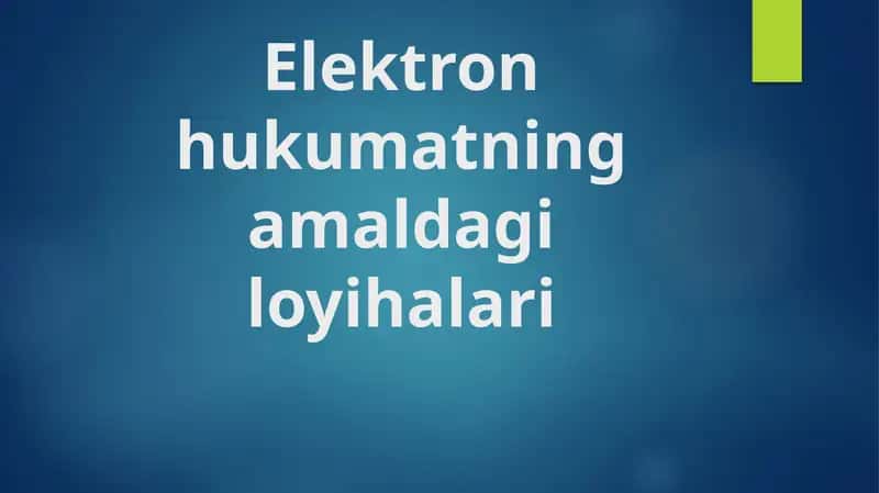 Elektron hukumatning amaldagi loyihalari 1