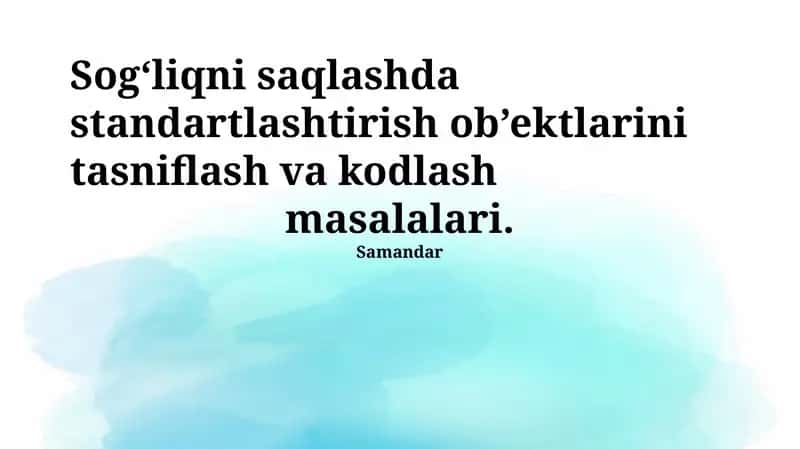 Standartlashtirilgan Obʼektlarning Tasnifi 1