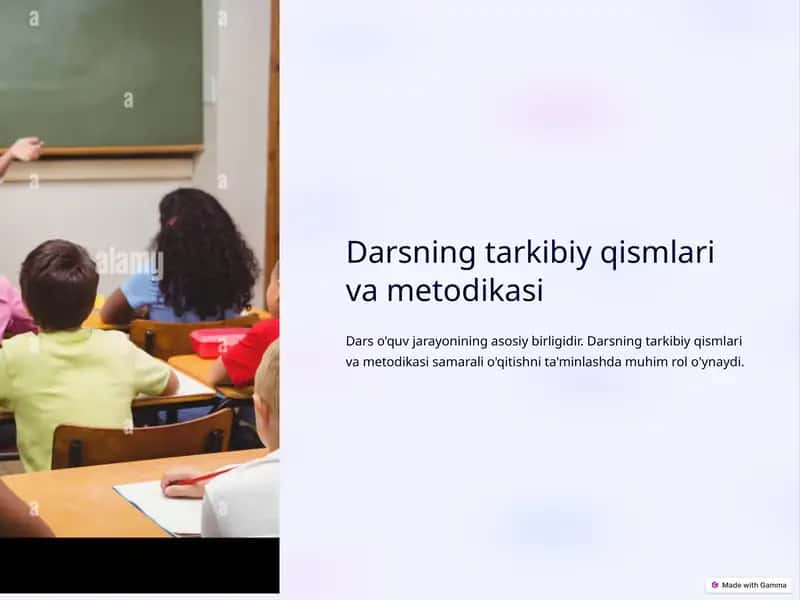 Darsning tarkibiy qismlari va metodikasi 1