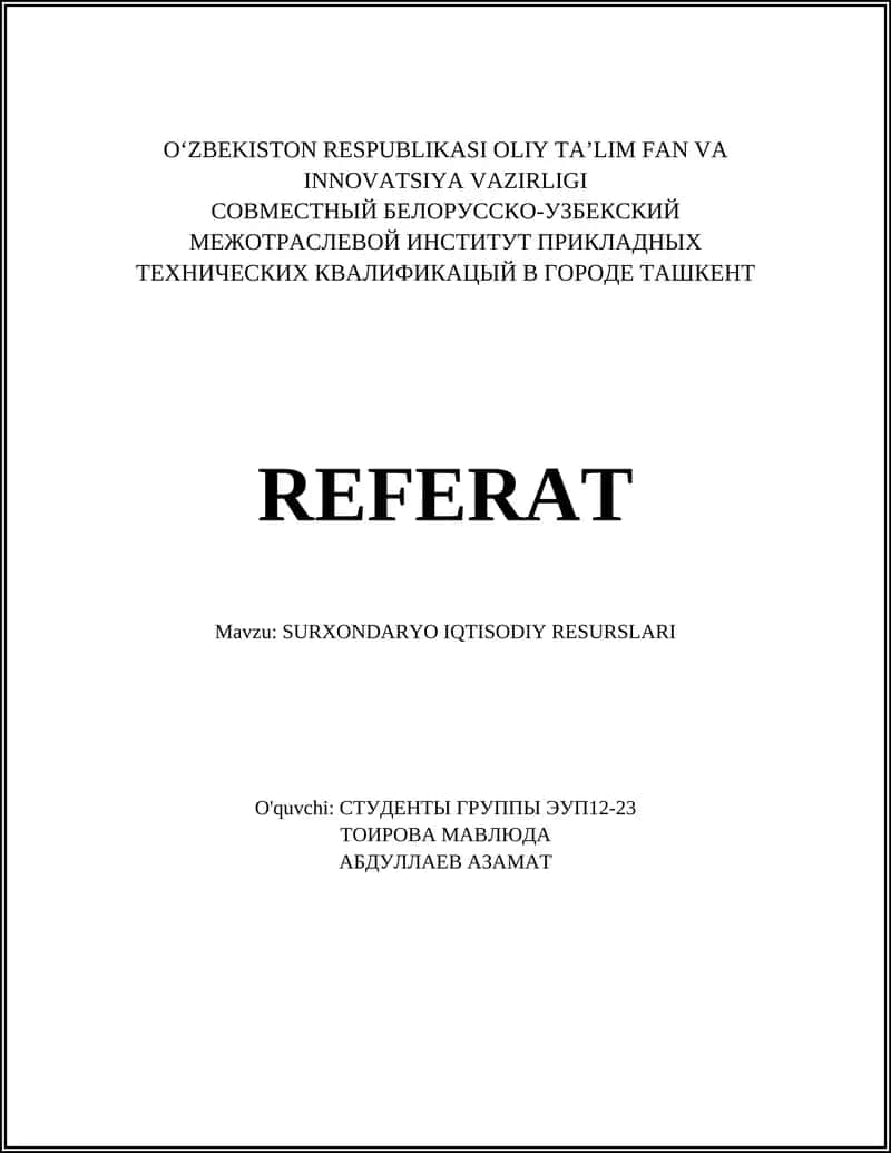 SURXONDARYO IQTISODIY RESURSLARI 1