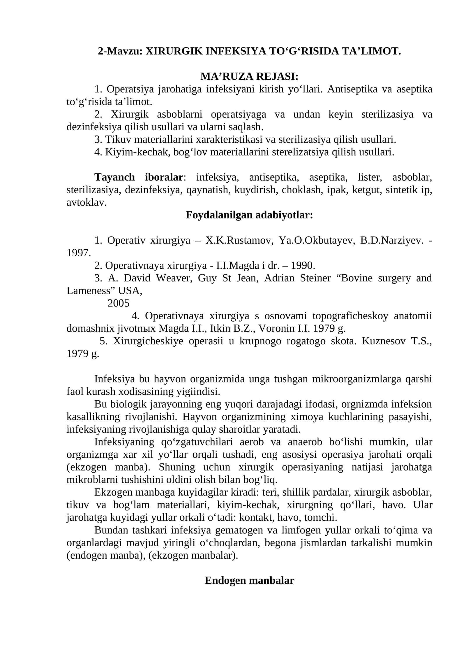 XIRURGIK INFEKSIYA TO‘G‘RISIDA TA’LIMOT 1