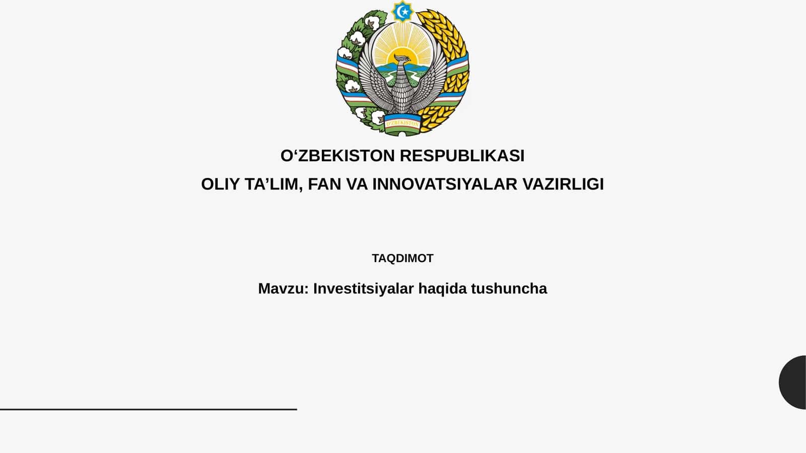 Investitsiyalar haqida tushuncha 1
