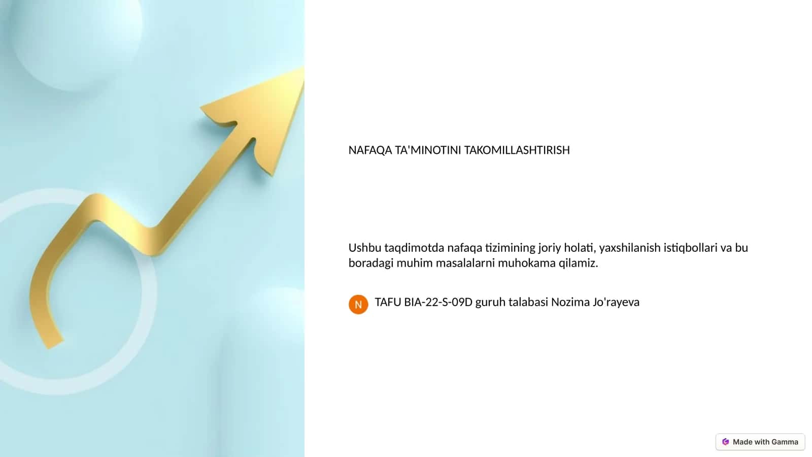 NAFAQA TA'MINOTINI TAKOMILLASHTIRISH 1