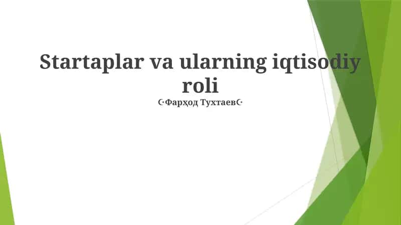 Startaplar va ularning iqtisodiy roli 1