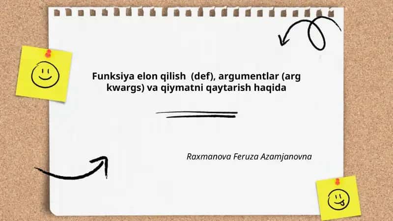 Pythonda funksiya e'lon qilish sintaksisi 1