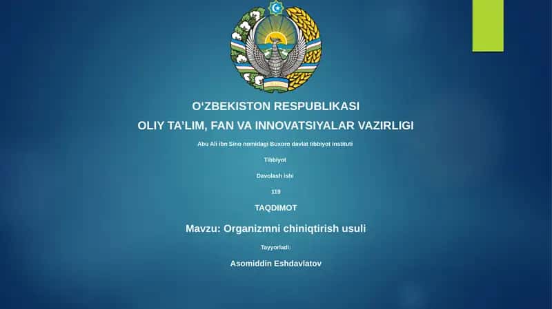 Organizmni chiniqtirish usuli 1