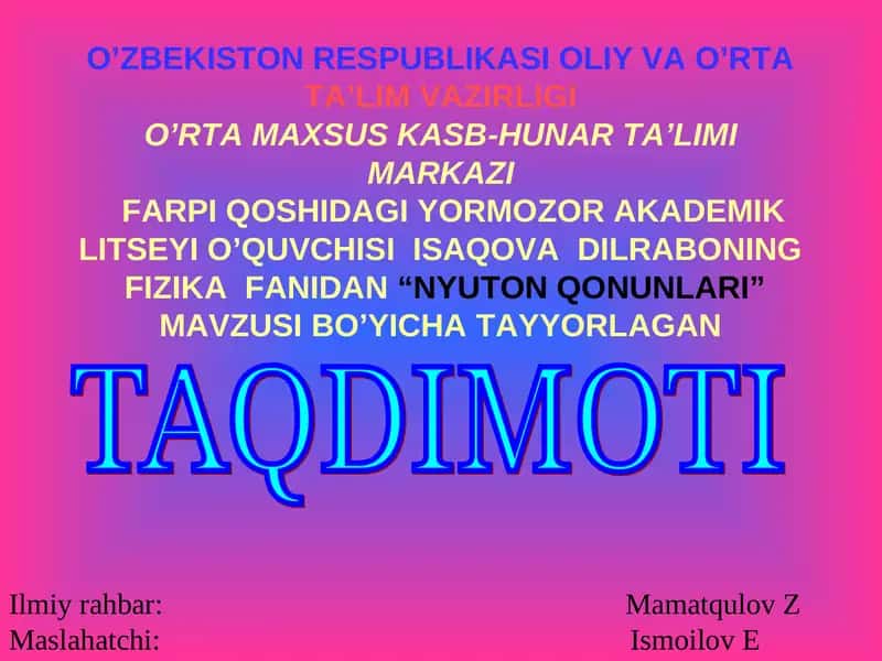 NYUTON QONUNLARI 1
