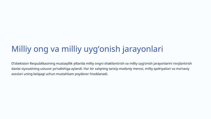 Milliy ong va milliy uygʻonish jarayonlari 1