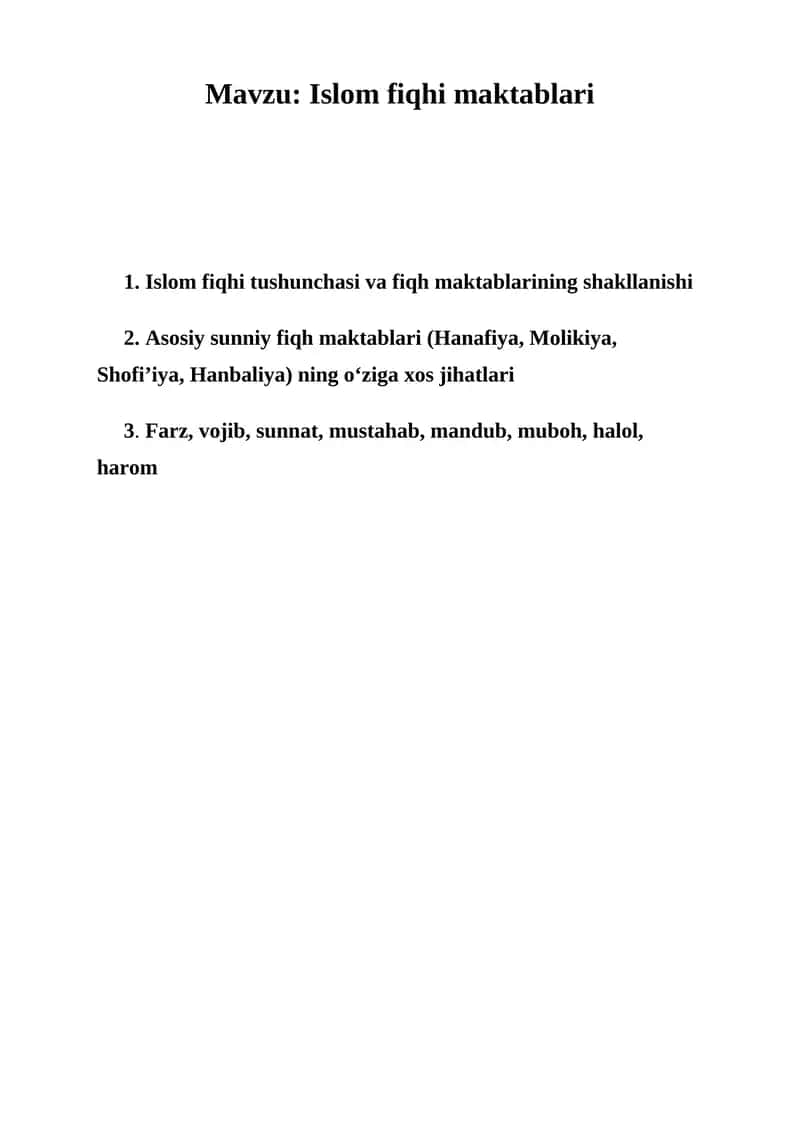 Islom fiqhi maktablari 1