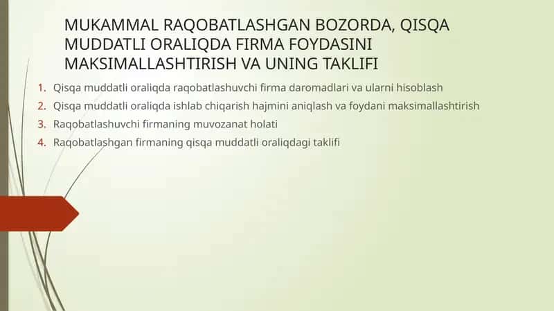 Qisqa muddatli oralig`da bozor 1