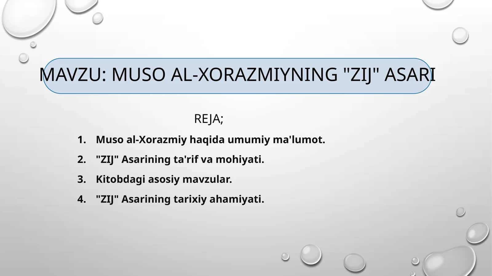 Muso al-Xorazmiyning Zij asari 1