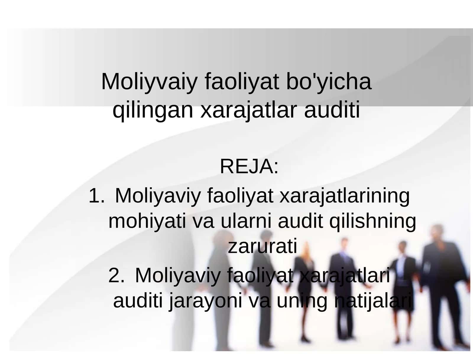 Moliyvaiy faoliyat bo'yicha qilingan xarajatlar auditi 1