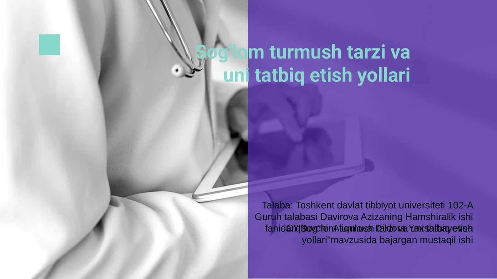Sog'lom turmush tarzi va uni tatbiq etish yollari 1