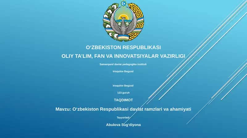 Oʻzbekiston Respublikasi davlat ramzlari va ahamiyati 1
