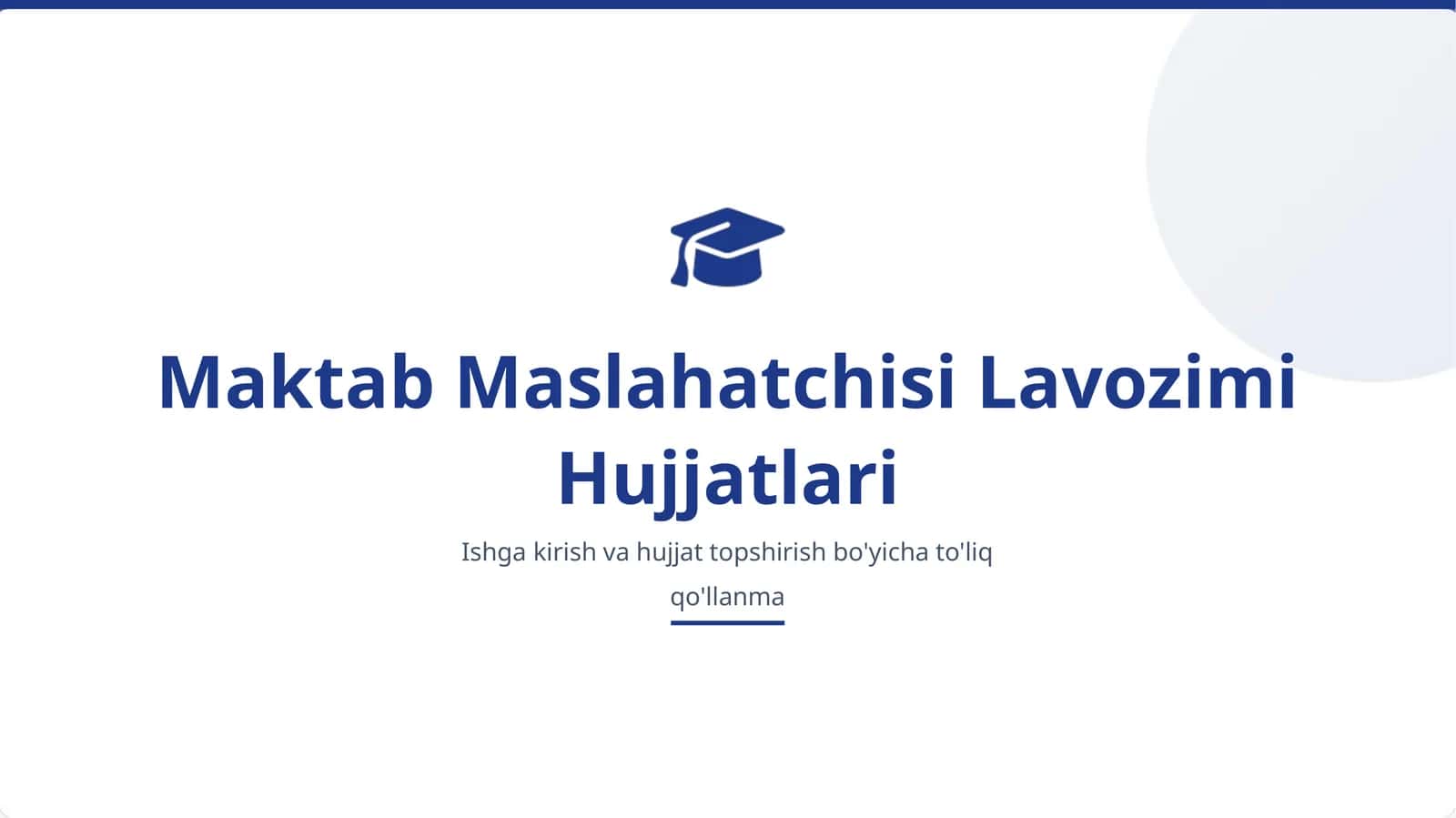 Maktab Maslahatchisi Lavozimi Hujjatlari 1
