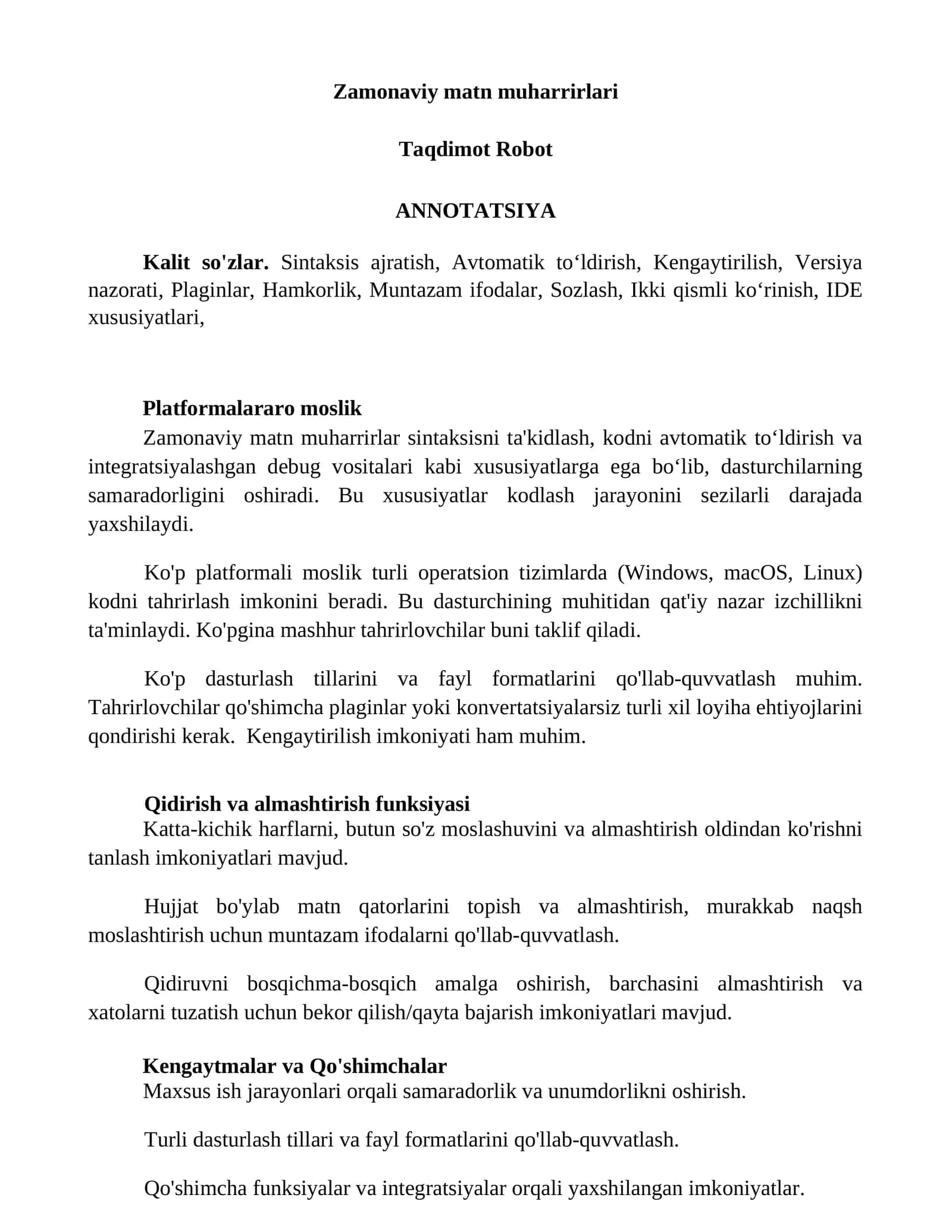 Zamonaviy matn muharrirlari 1