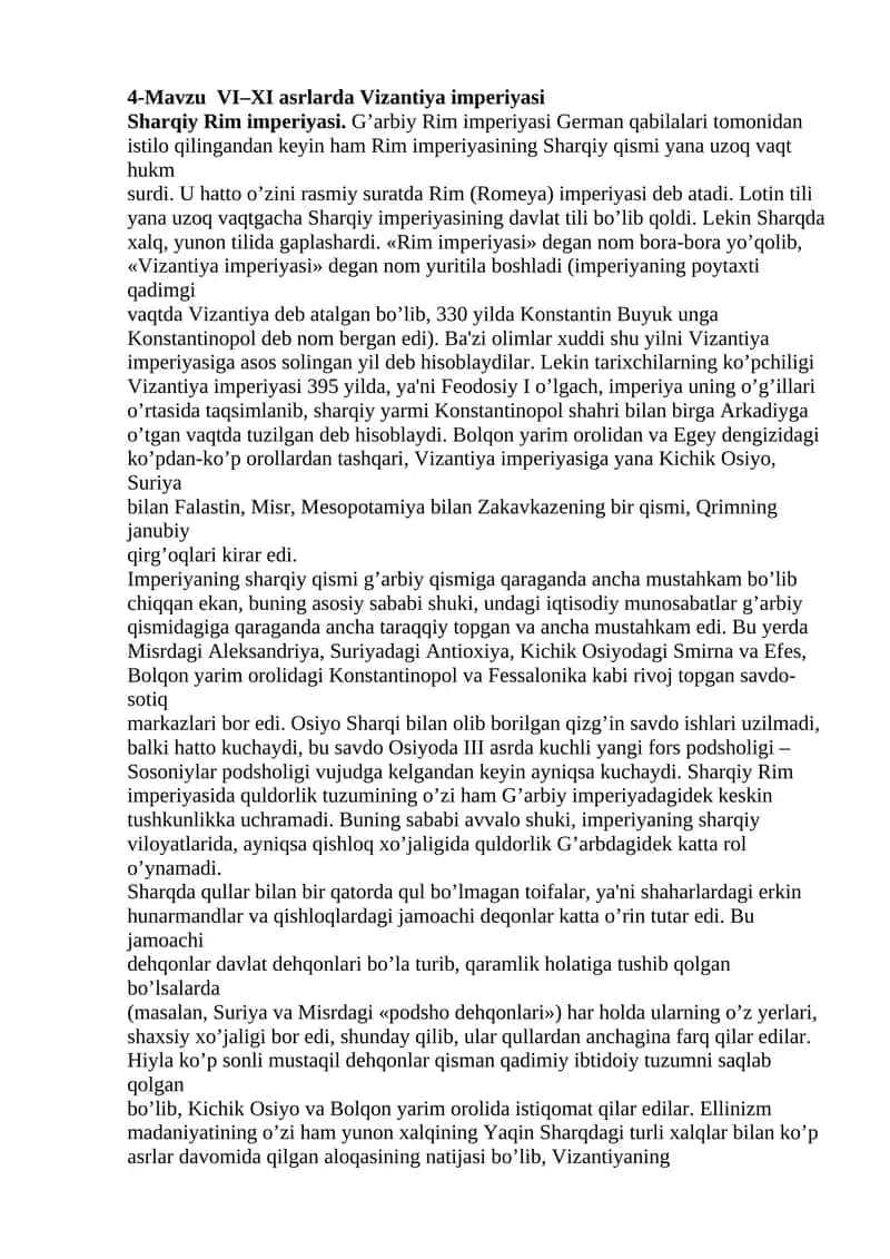 VI–XI asrlarda Vizantiya impеriyasi 1