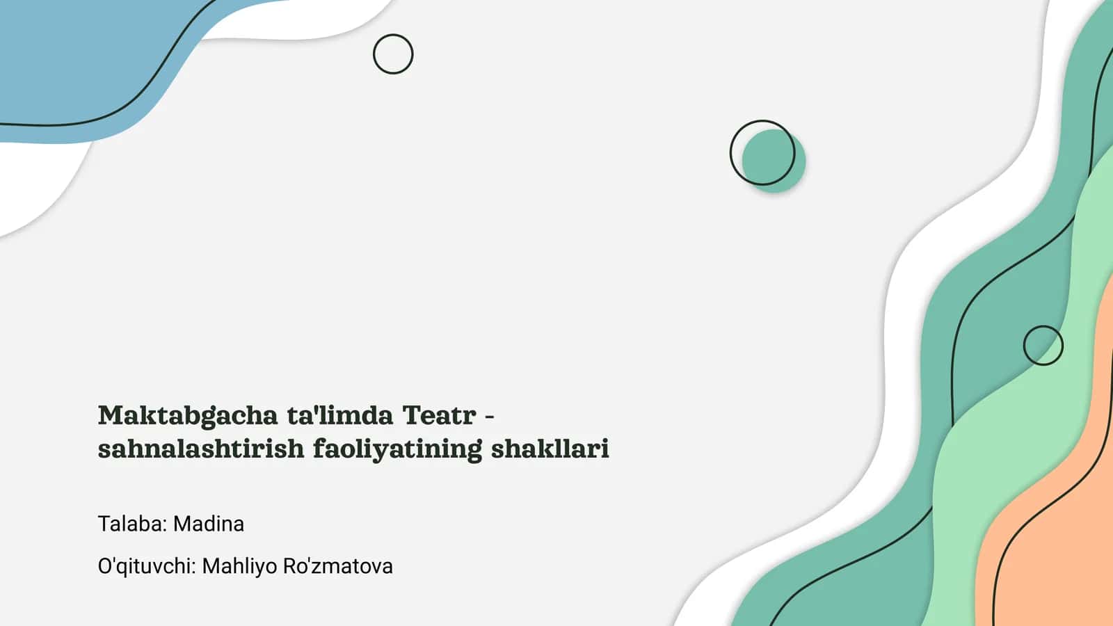 Maktabgacha ta'limda Teatr - sahnalashtirish faoliyatining shakllari 1