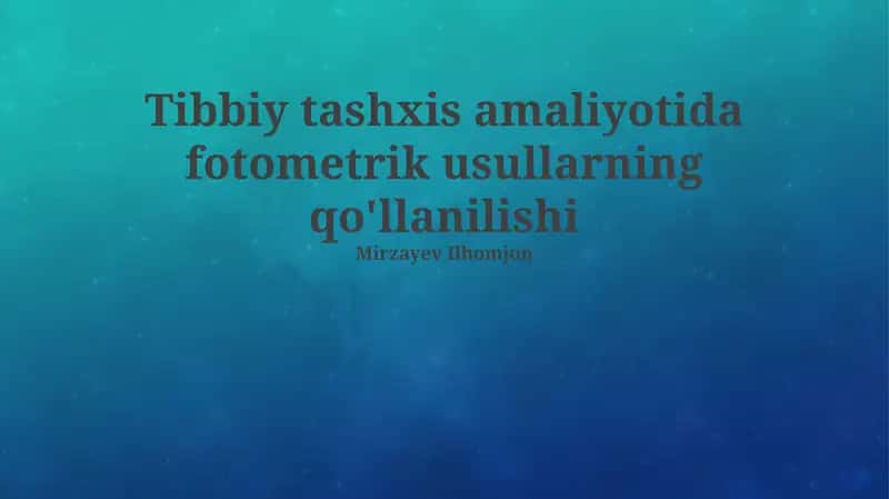 Fotometrik Usullar Yordamida Endokrin Kasalliklarni Aniqlash 1