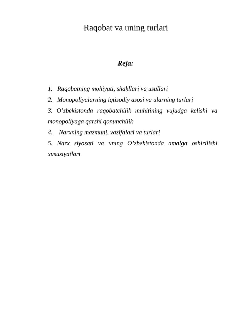 Raqobat va uning turlari 1