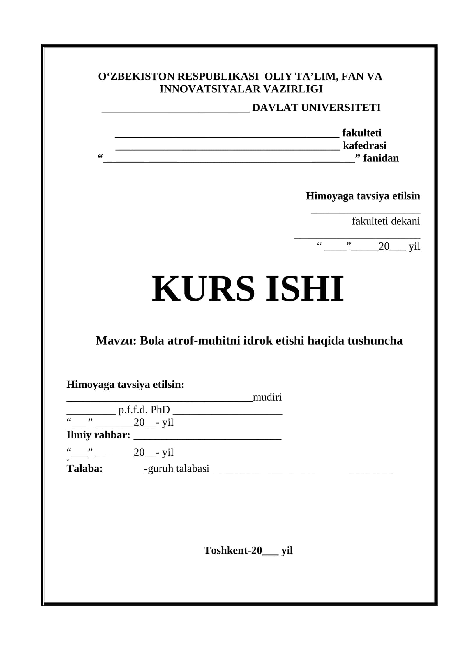 Bola atrof-muhitni idrok etishi haqida tushuncha 1
