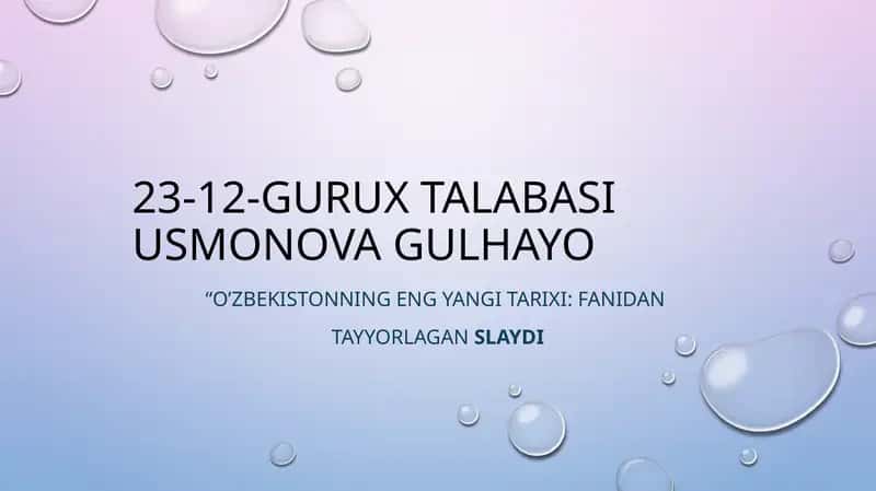 O'zbekistonning eng yangi tarixi 1