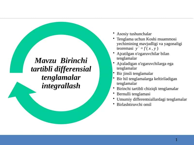 Oddiy differensial Tenglama(ODE) 1