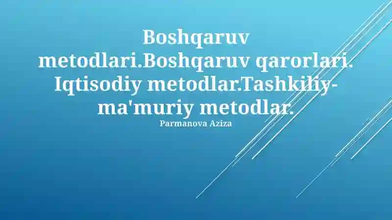 Boshqaruv metodlari