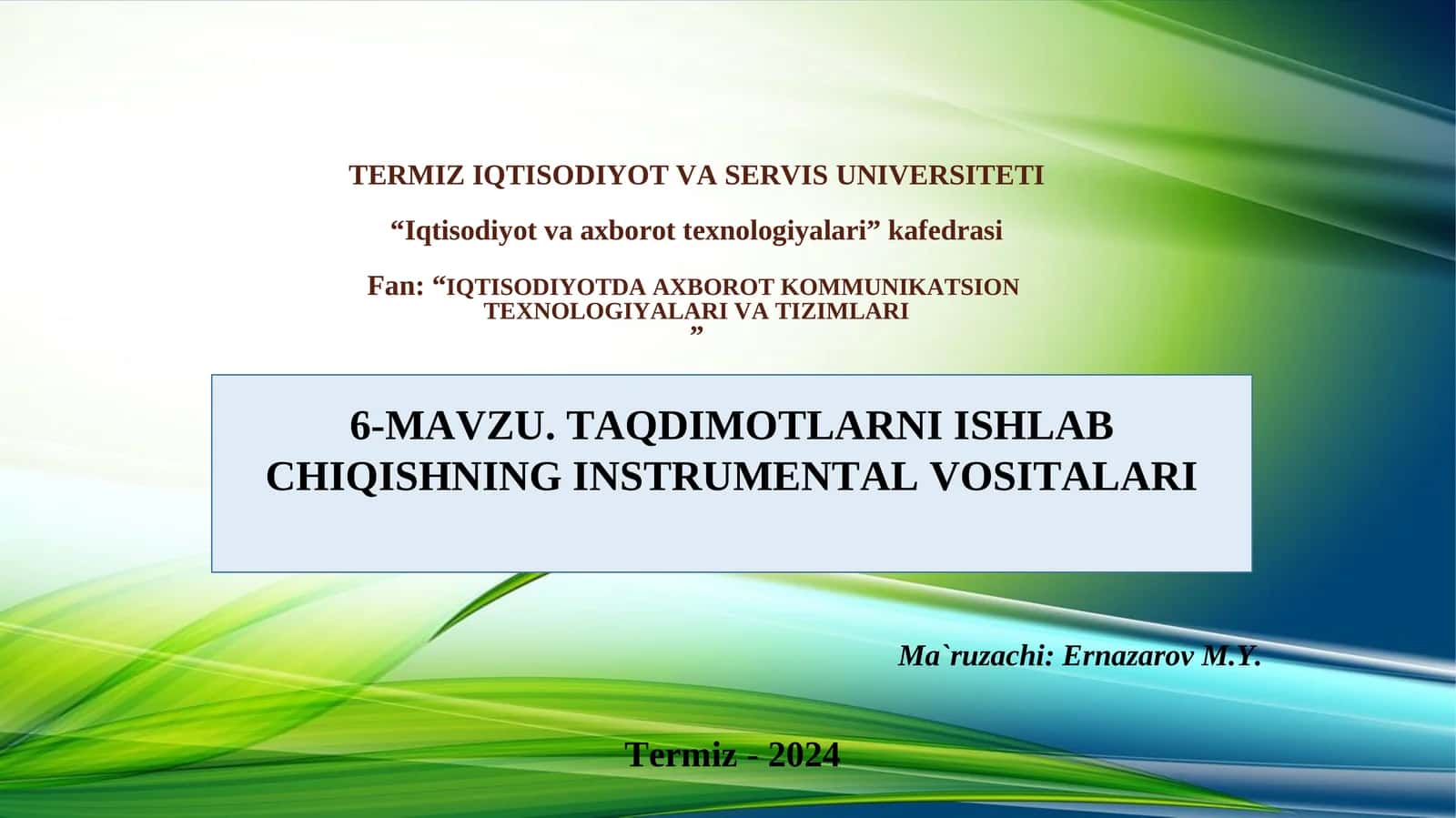 TAQDIMOTLARNI ISHLAB CHIQISHNING INSTRUMЕNTAL VOSITALARI 1