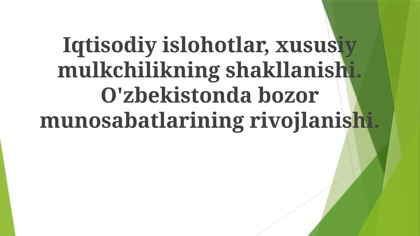 O'zbekistonda Iqtisodiy Islohotlar 1