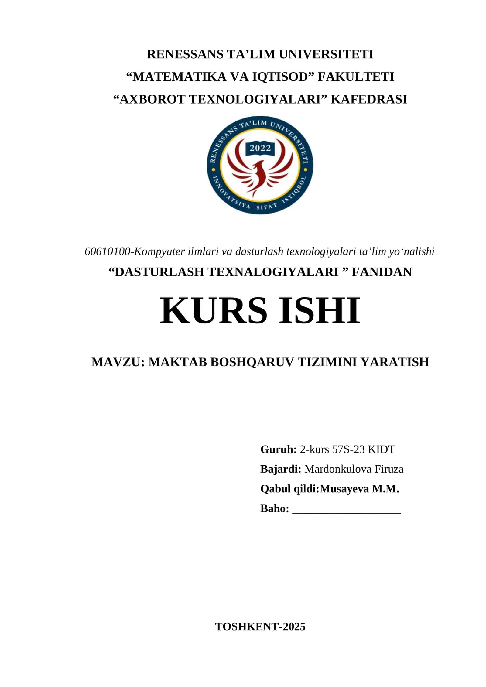 MAKTAB BOSHQARUV TIZIMINI YARATISH 1