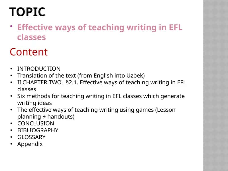 Effective ways of teaching writing in EFL classes 1
