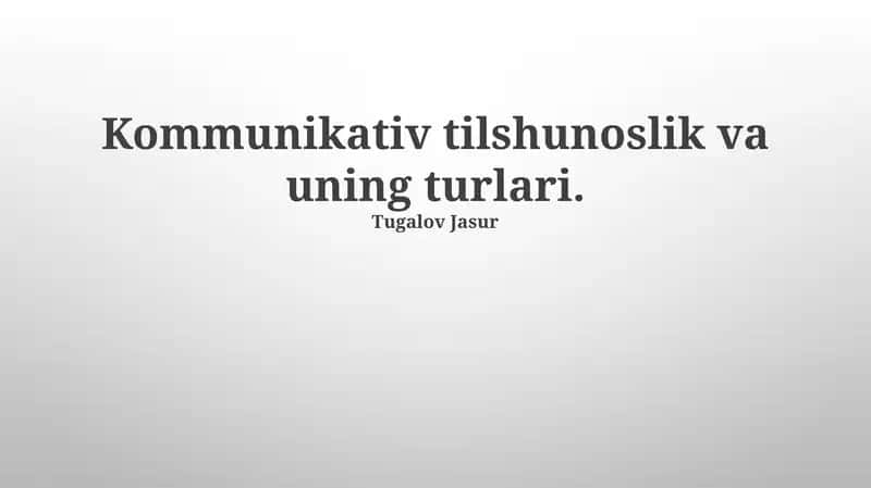 Muloqot Ko'nikmalarini Rivojlantirish 1