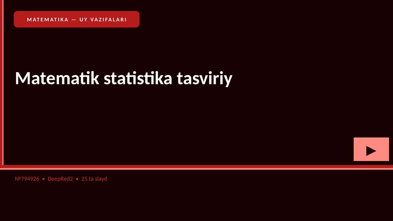 MATEMATIKA — UY VAZIFALARI 1