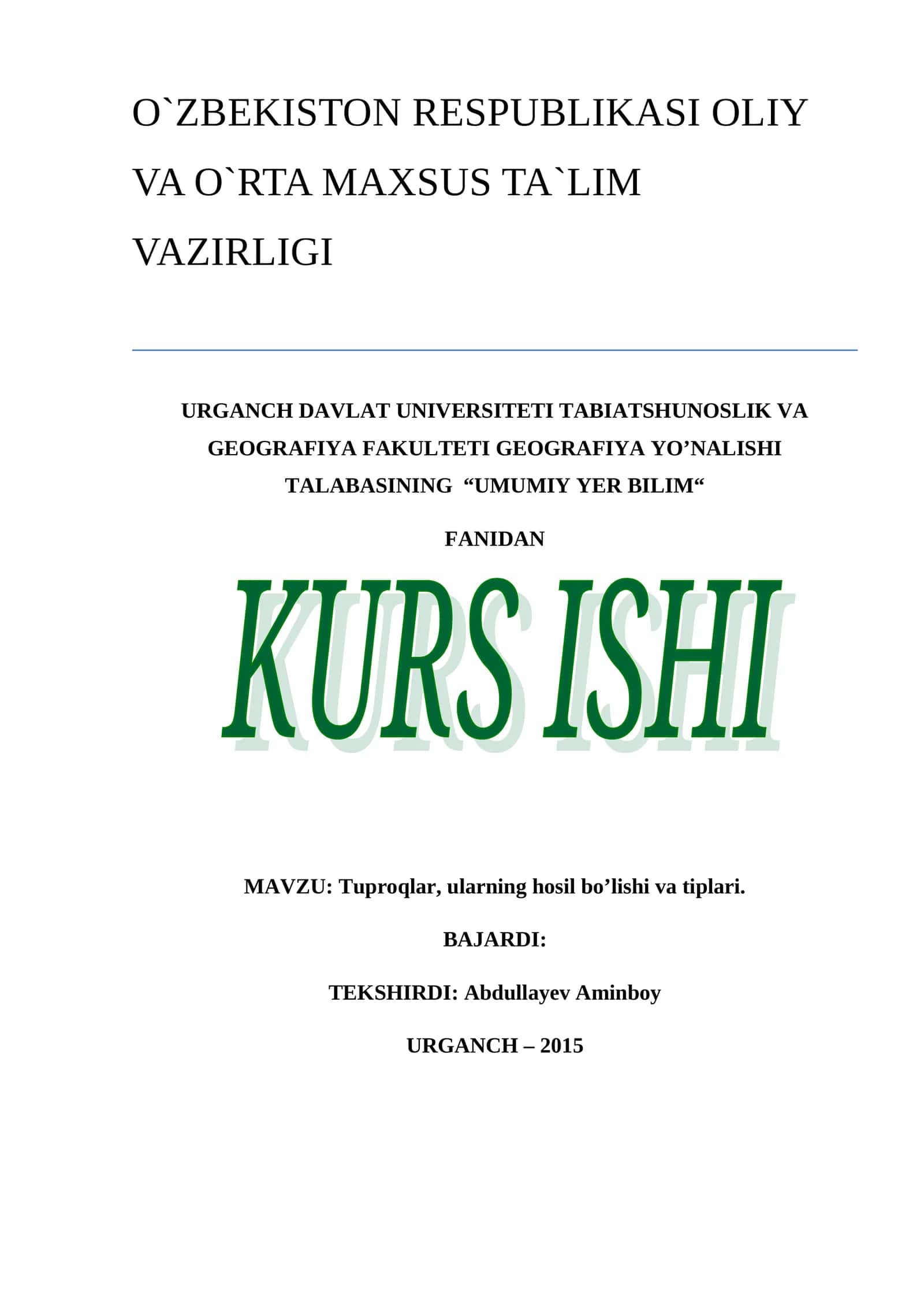 Umumiy Yer Bilim 1