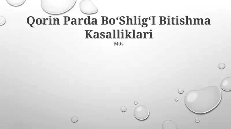 Qorin Parda BoʻShligʻI Bitishma Kasalliklari 1