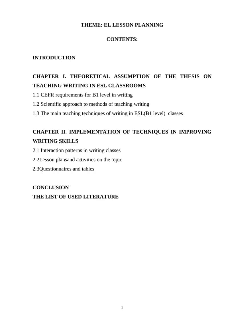 EL LESSON PLANNING 1