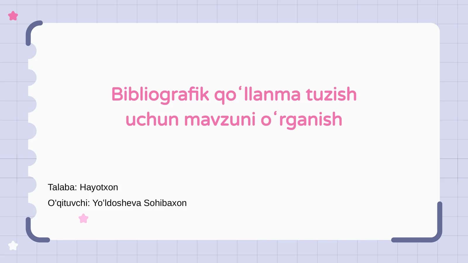 Bibliografik qo‘llanma tuzish uchun mavzuni o‘rganish 1
