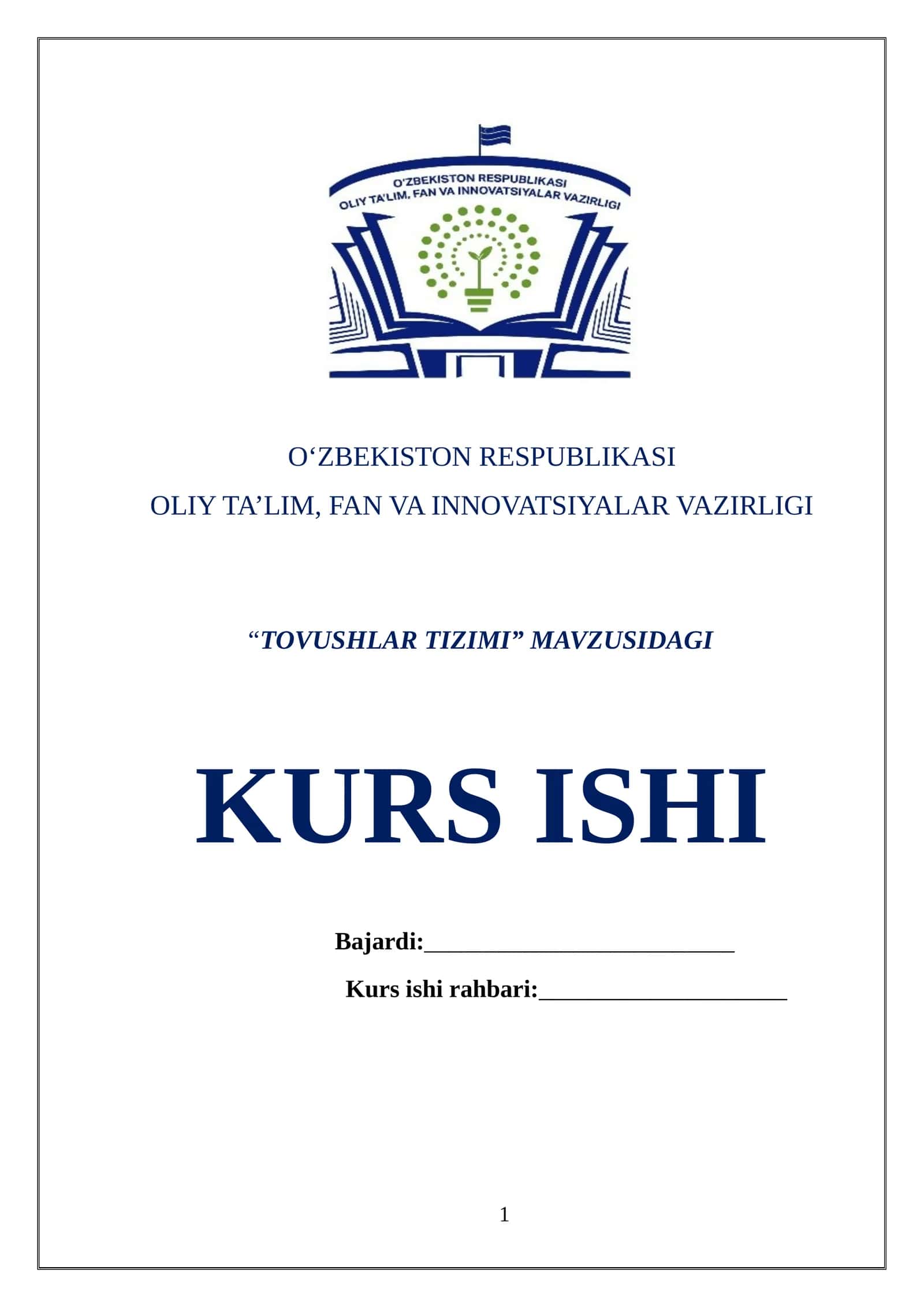 TOVUSHLAR TIZIMI 1