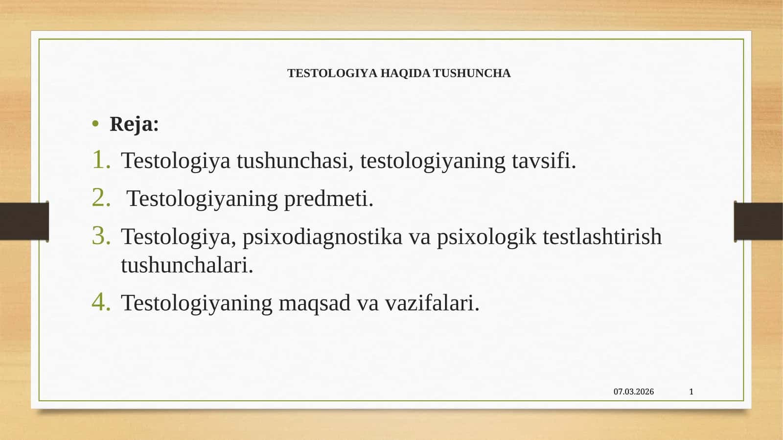 Testologiya Tushunchasi 1