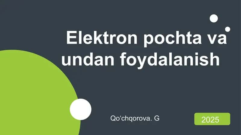 Elektron pochta va undan foydalanish 1