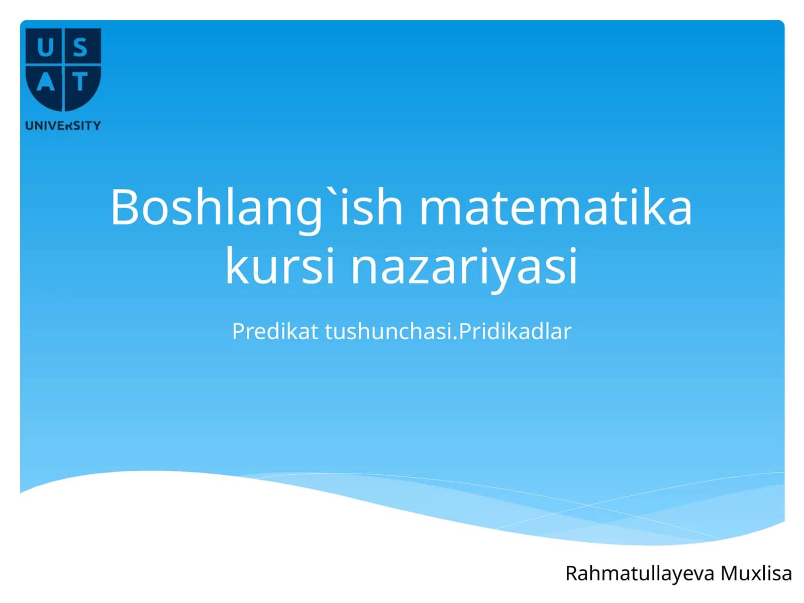 Boshlang`ish matematika kursi nazariyasi 1