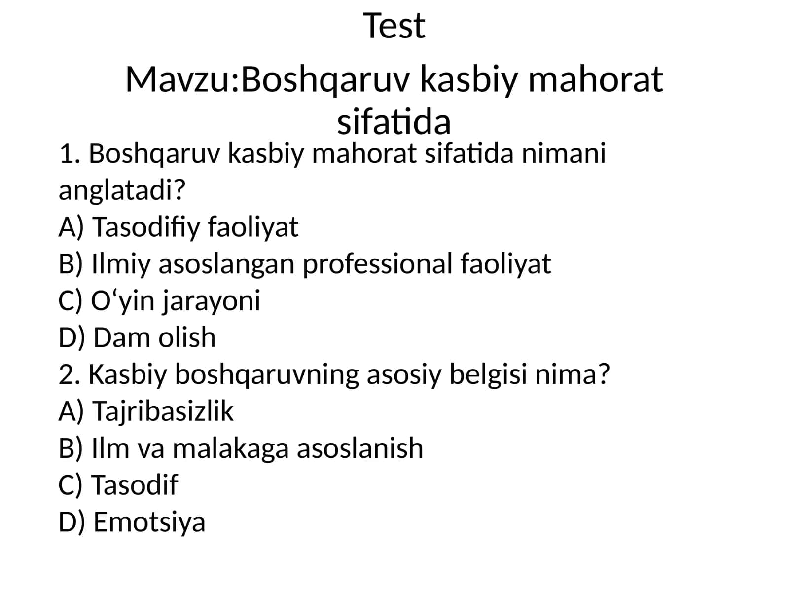 Boshqaruv kasbiy mahorat sifatida 1