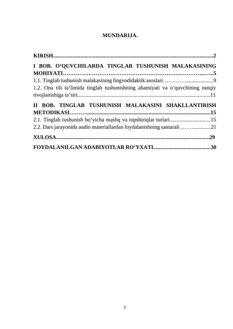 Tinglab tushunish malakasi 1