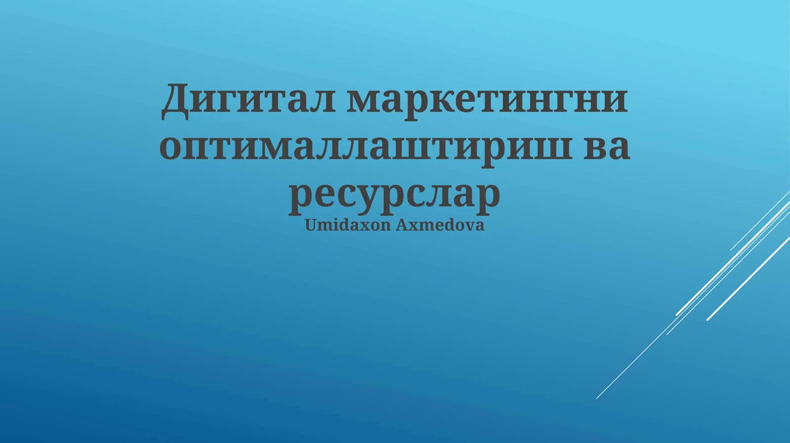 Raqamli Marketingni Optimallashtirish 1