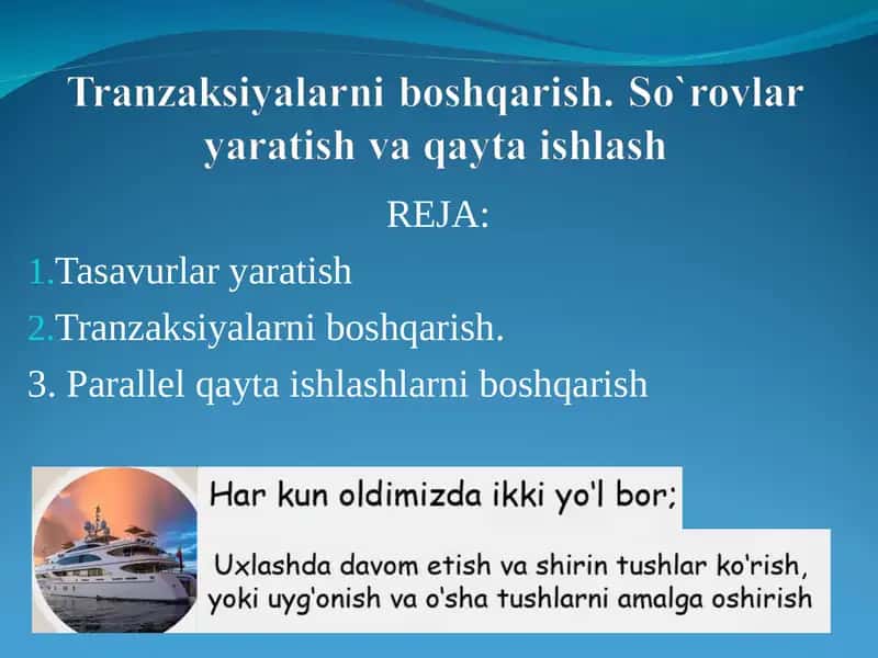 Tashkil qilish nuqtai nazaridan ma’lumot bazasini tarkibiga olish 1