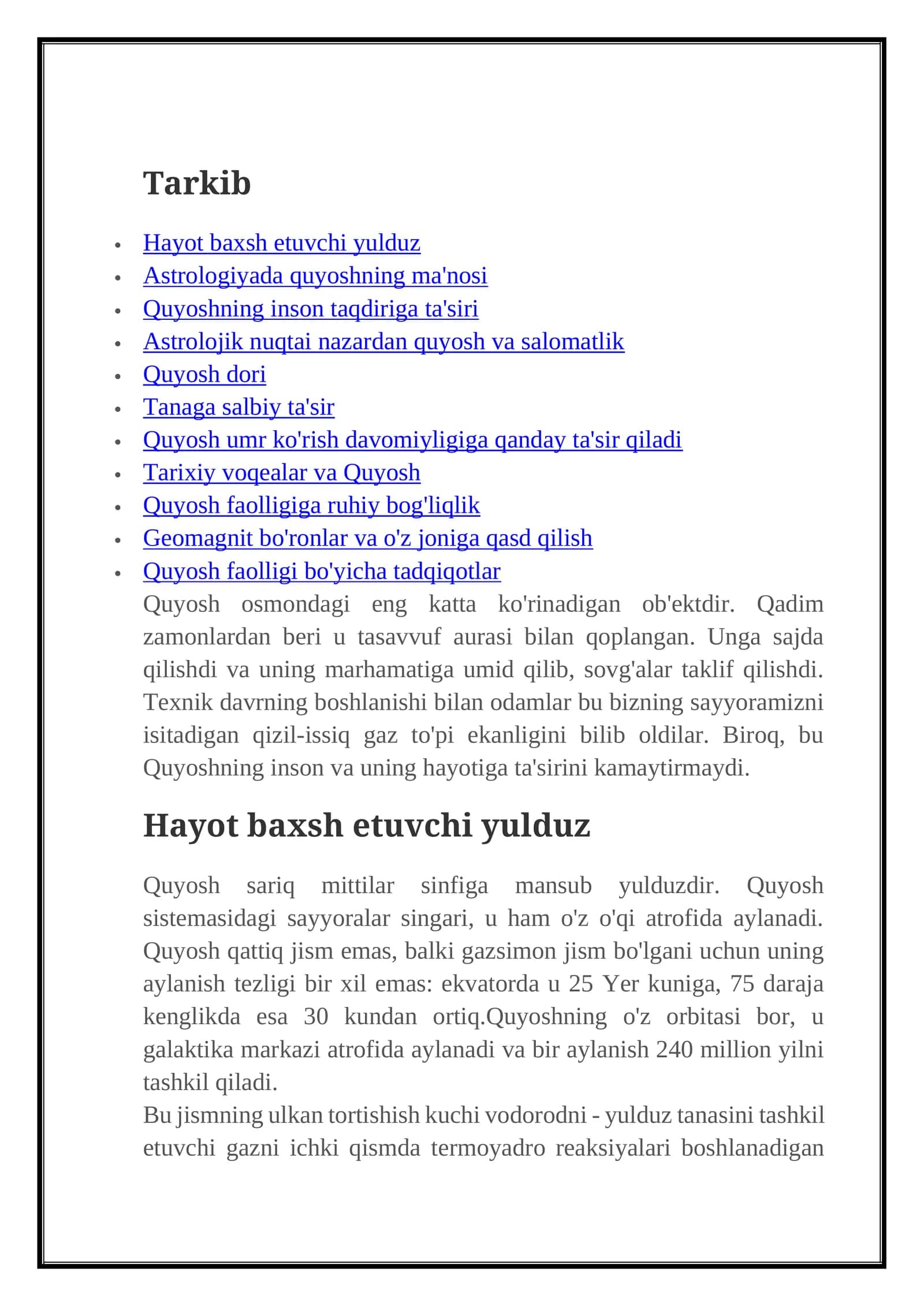 Quyoshning ma'nosi 1