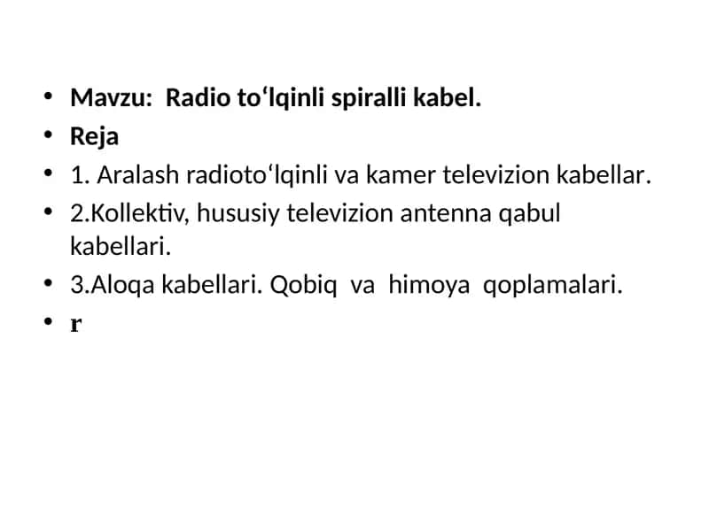 Radioto‘lqinli spiralli kabel 1